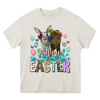 Cream Happy Easter Heifers Easter Day Heavy Core Tee - HowdyJamesFarm