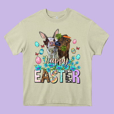 Happy Easter Heifers Easter Day Heavy Core Tee Designed By Howdyjamesfarm