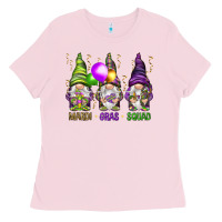 Bubblegum Pink Mardi Gras squad with gnomies Ladies Tee - HowdyJamesFarm