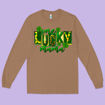 One Lucky Mama St Patricks Long Sleeve Tee Designed By Fadigitalartstudio
