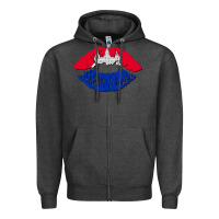 Charcoal Heather cambodian flag lips Zipper Hoodie - AdoDesignShop