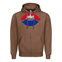 Chestnut cambodian flag lips Zipper Hoodie - AdoDesignShop