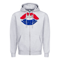 Heather Grey cambodian flag lips Zipper Hoodie - AdoDesignShop
