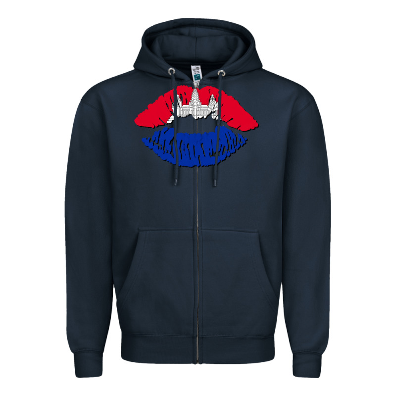 Cambodian Flag Lips Zipper Hoodie by AdoDesignShop | Teevron