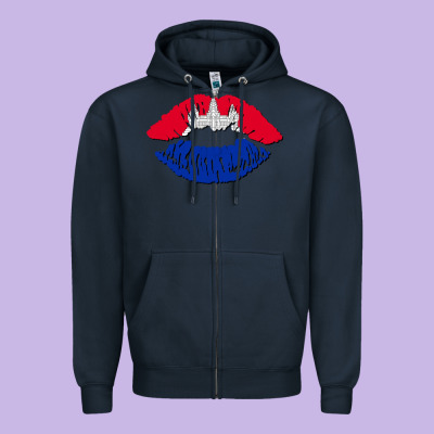 Cambodian Flag Lips Zipper Hoodie Designed By Adodesignshop