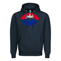 Navy cambodian flag lips Zipper Hoodie - AdoDesignShop