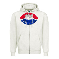 Oatmeal Heather cambodian flag lips Zipper Hoodie - AdoDesignShop