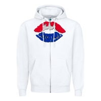 White cambodian flag lips Zipper Hoodie - AdoDesignShop