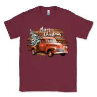 Burgundy merry christmas truck Classic Tee - CowGirlArtShop