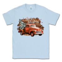 Dusty Blue merry christmas truck Classic Tee - CowGirlArtShop