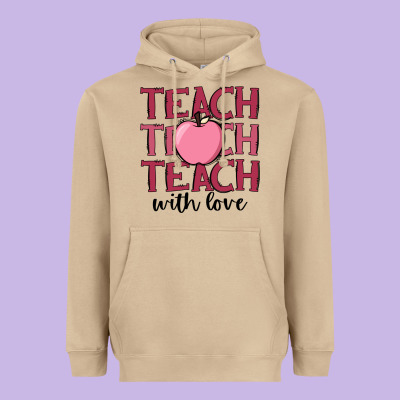 Teach With Love Heavyweight Hoodie Designed By Jahusdesignshop