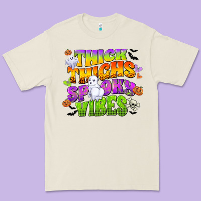 Thick Thighs And Spooky Vibes Premium Tee Designed By Cowgirlartshop