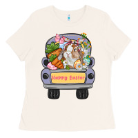 Bone Happy Easter bunny truck Easter Day Ladies Tee - CowGirlArtShop