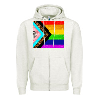Oatmeal Heather pride flag Zipper Hoodie - AdoDesignShop