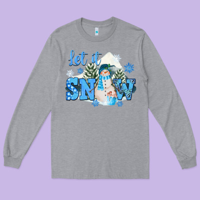 Let It Snow Christmas Long Sleeve Tee Designed By Fadigitalartstudio
