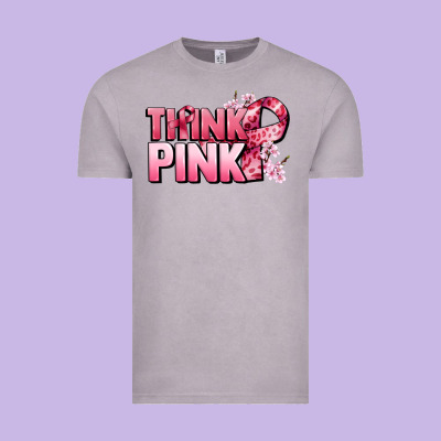 Think Pink Cancer Awareness Vintage Tee Designed By Fadigitalartstudio
