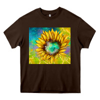 Chocolate Brown sparkling sunflower Heavy Core Tee - TumblerDesignByShophia