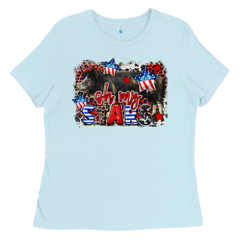 Oh My Stars Pig Ladies Tee by CowGirlArtShop | Teevron