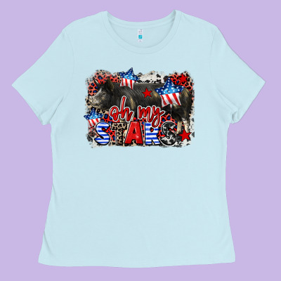 Oh My Stars Pig Ladies Tee Designed By Cowgirlartshop