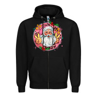 Black merry christmas peace santa Zipper Hoodie - AdoDesignShop