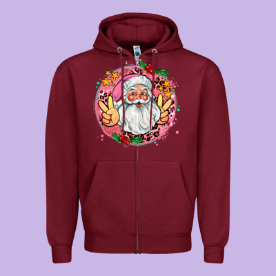 Merry Christmas Peace Santa Zipper Hoodie Designed By Adodesignshop