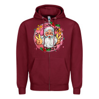 Burgundy merry christmas peace santa Zipper Hoodie - AdoDesignShop
