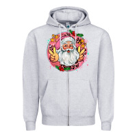 Heather Grey merry christmas peace santa Zipper Hoodie - AdoDesignShop