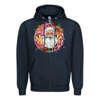 Navy merry christmas peace santa Zipper Hoodie - AdoDesignShop