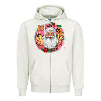 Oatmeal Heather merry christmas peace santa Zipper Hoodie - AdoDesignShop