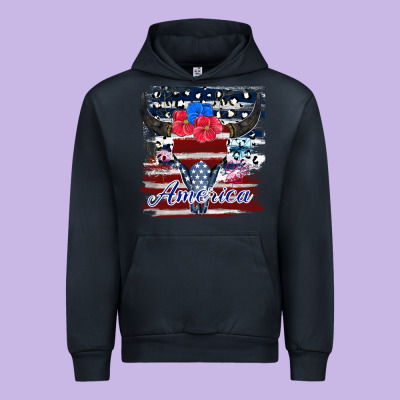 Bull Skull America Urban Hoodie Designed By Jahusdesignshop