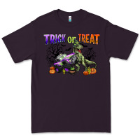 Plum trick or treat with monster truck and t rex Premium Tee - CowGirlArtShop