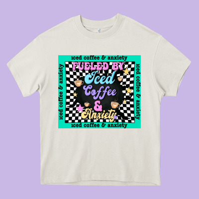 Fueled By ıced Coffee And Anxiety Heavy Core Tee Designed By Tumblerdesignbyshophia
