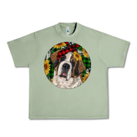 Oil Green Christmas St. Bernard Urban Heavy Tee - RanaPortraitStore
