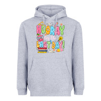 Heather Grey hooray for the last day white Heavyweight Hoodie - JahusDesignShop