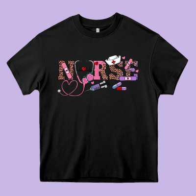 Valentines Day Nurse Heavy Core Tee Designed By Ranaportraitstore