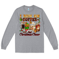 Heather Grey i run on coffee and christmas cheer Long Sleeve Tee - FaDigitalArtStudio