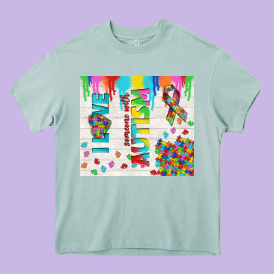I Love Someone With Autism Heavy Core Tee Designed By Tumblerdesignbyshophia