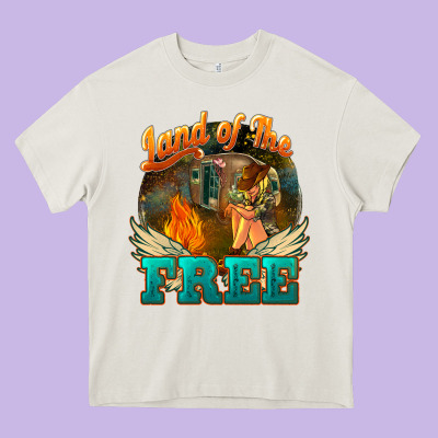 Land Of The Free 4th Of July Heavy Core Tee Designed By Howdyjamesfarm