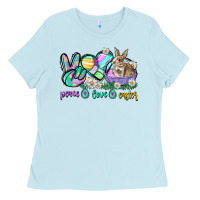 Baby Blue Peace love Easter Day Ladies Tee - CowGirlArtShop