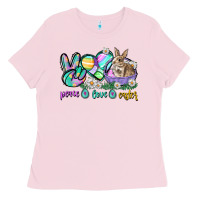 Bubblegum Pink Peace love Easter Day Ladies Tee - CowGirlArtShop