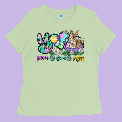 Peace Love Easter Day Ladies Tee Designed By Cowgirlartshop