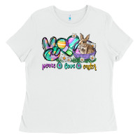 White Peace love Easter Day Ladies Tee - CowGirlArtShop