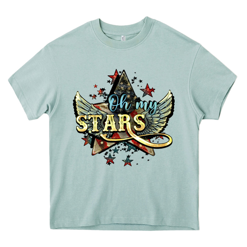 Oh My Stars America Wings 4th Of July Heavy Core Tee by HowdyJamesFarm | Teevron