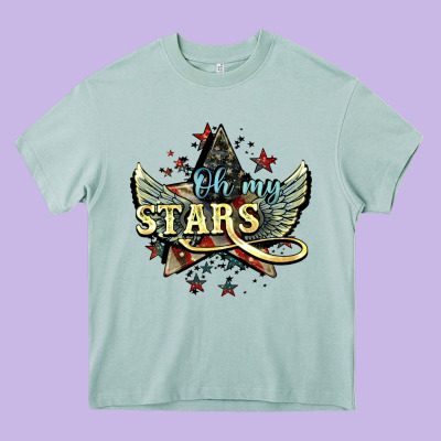 Oh My Stars America Wings 4th Of July Heavy Core Tee Designed By Howdyjamesfarm
