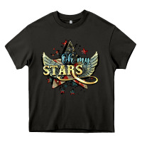 Asphalt Oh my stars America wings 4th of july Heavy Core Tee - HowdyJamesFarm