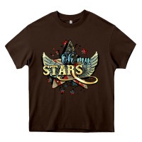 Chocolate Brown Oh my stars America wings 4th of july Heavy Core Tee - HowdyJamesFarm