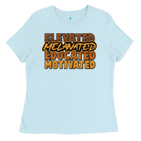 Baby Blue Elevated melanated educated motivated Ladies Tee - HowdyJamesFarm