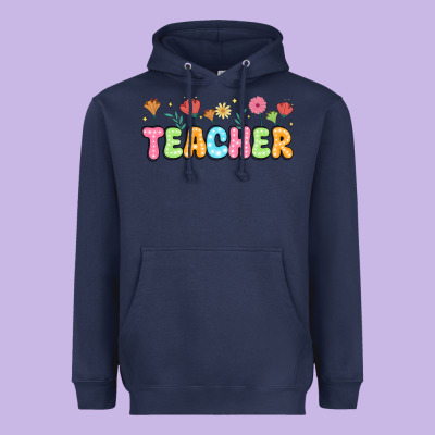 Custom Teacher Flowers Heavyweight Hoodie Designed By Jahusdesignshop