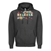 Charcoal Heather daisy teacher Zipper Hoodie - AdoDesignShop