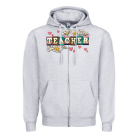 Heather Grey daisy teacher Zipper Hoodie - AdoDesignShop